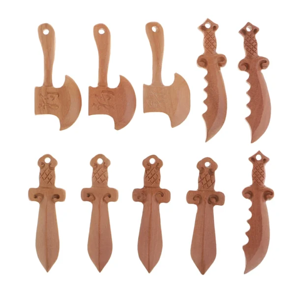 Peach Wood Sword Pendant Charm Set